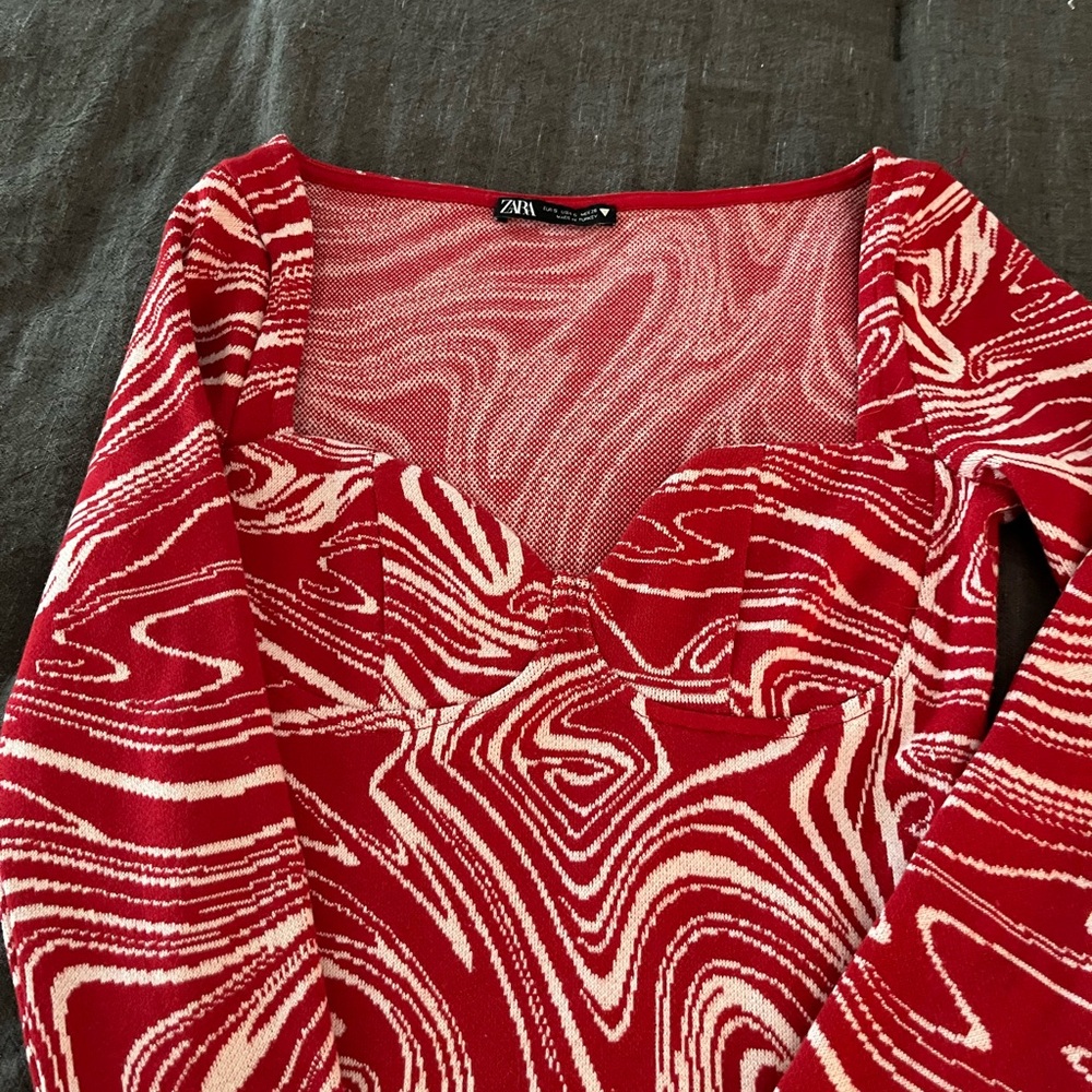 Zara Red and Cream Swirl Dress
